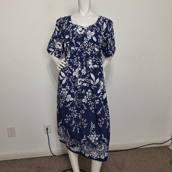 Only Necessities Evening Blue Vines Mixed Print Short Lounger Dress Size 18/20 - Picture 2 of 14